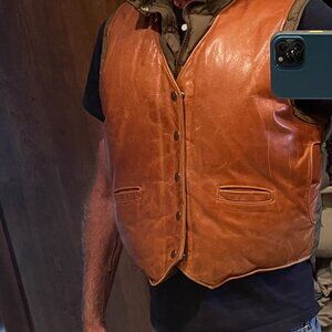 Rare Vintage Schott USA Down Puffer Leather Bomber Hunting Vest - "L"